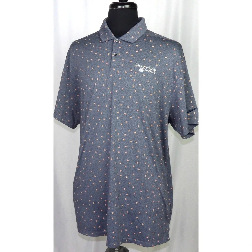 Nike‎ Dri-Fit Short Sleeved Blue Floral Stretch Polo Golf Shirt Men's XL